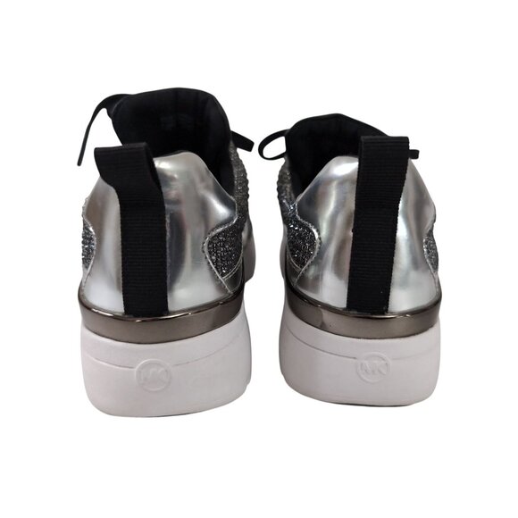 Michael Michael Kors Jada Sneakers Women 7.5 Silver Rhinestone Sparkle Luxe Glam - Picture 4 of 11